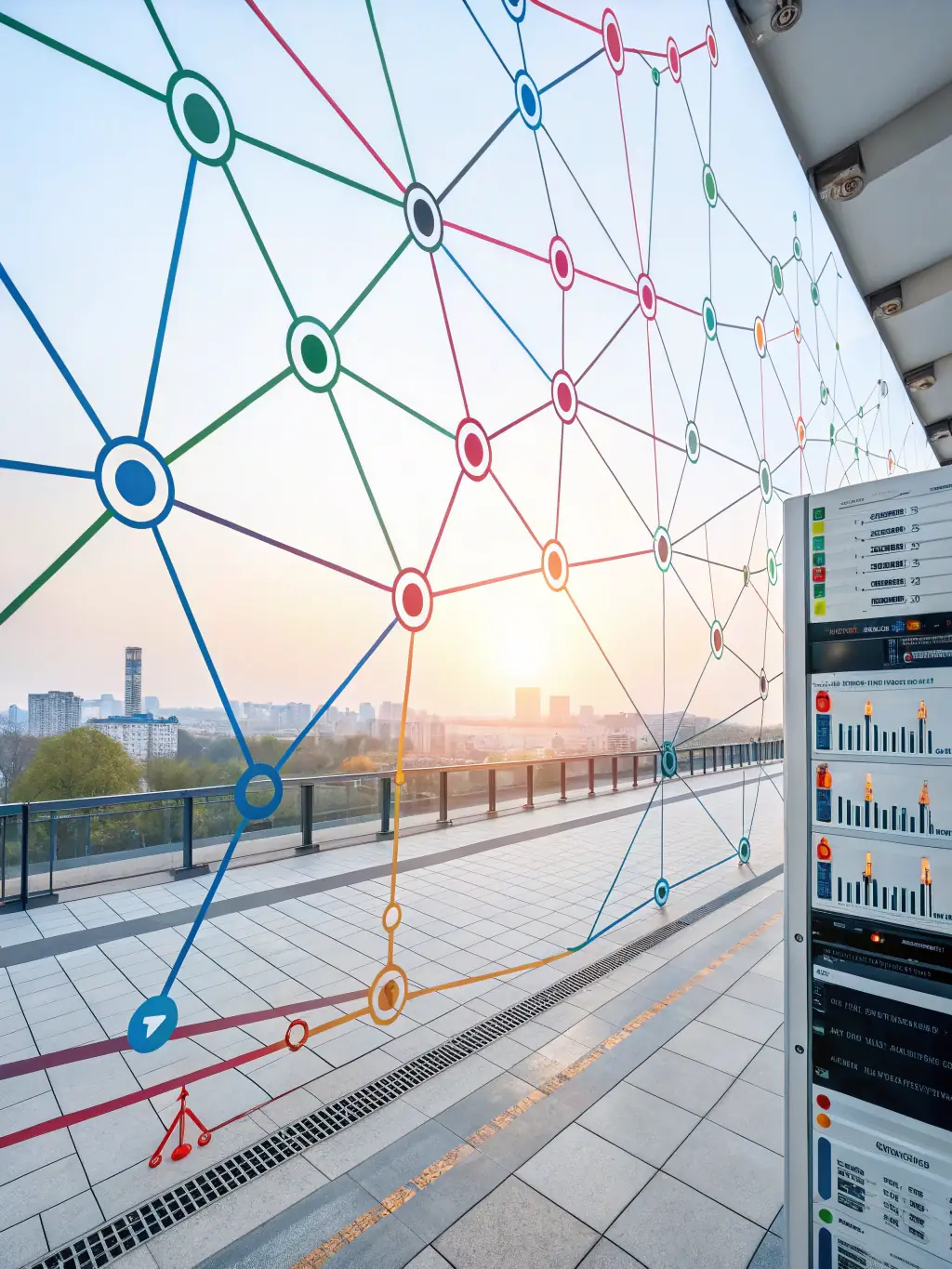 An interconnected network diagram illustrating seamless data flow between various business systems, showcasing Inclusive Ventures LLC's system integration services.